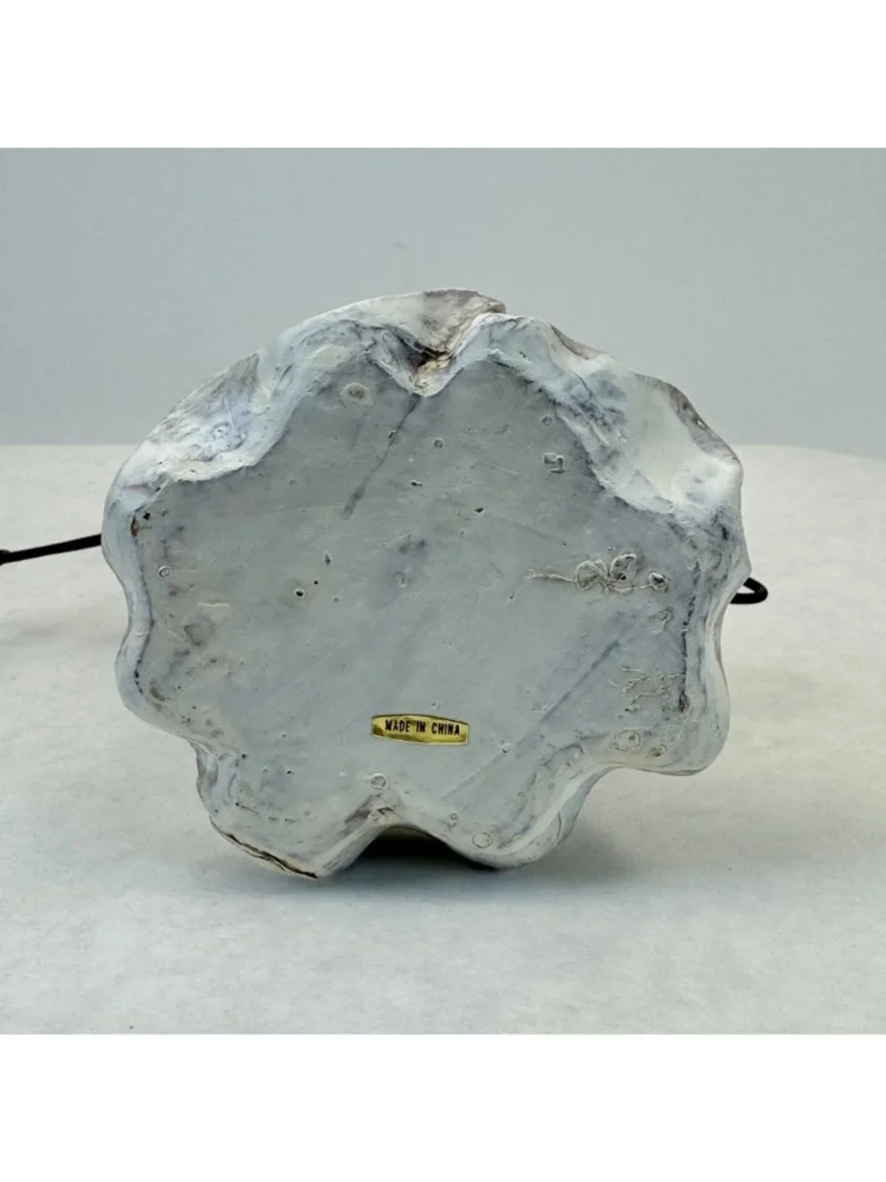 Vintage Rustic White Christmas Angel Figurine With Metal Wings Gold Trumpet 11" - Picture 6 of 10